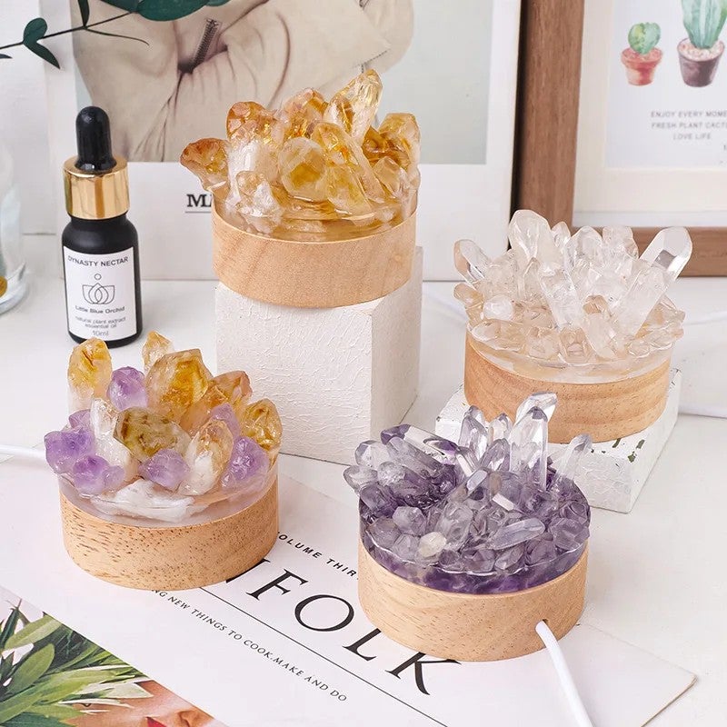 Bluejw Nature Quartz Crystal Night Light Wand Lamp - Healing Stone Cluster Decor for Bedroom Home - Image 1